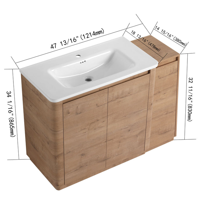 Freestanding Bathroom Vanity With Sink, 1 Small Storage Cabinet, Soft Close Door Home Essentials