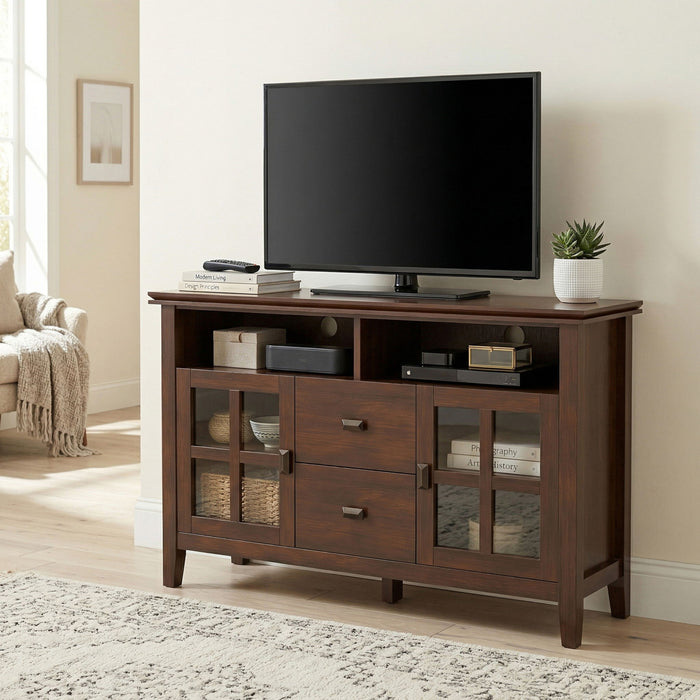 Artisan - TV Media Stand, Handcrafted - Russet Brown Simpli-Home