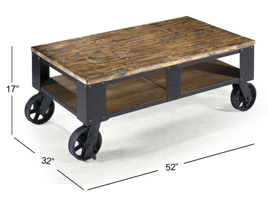 Pinebrook - Rectangular 2 Braking Casters Cocktail Table Set Magnussen Furniture