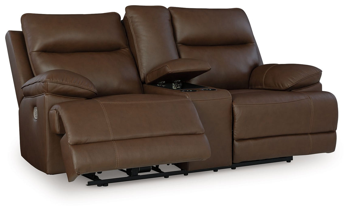 Vonryan - Power Reclining Loveseat With Console / Adj Headrest - Tobacco Signature Design by Ashley®