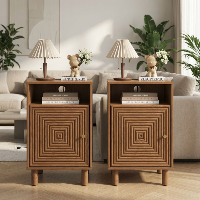 Nightstand With Charging Station & Storage Home Essentials