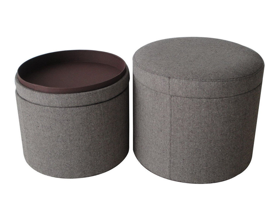 Faux Leather Round Storage - Gray