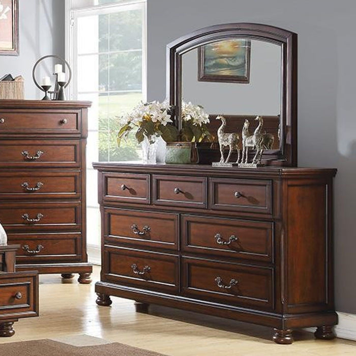 Dresser With 3 Small & 4 Large Drawers, Round Knobs, Bedroom Furniture - Cherry Home Essentials