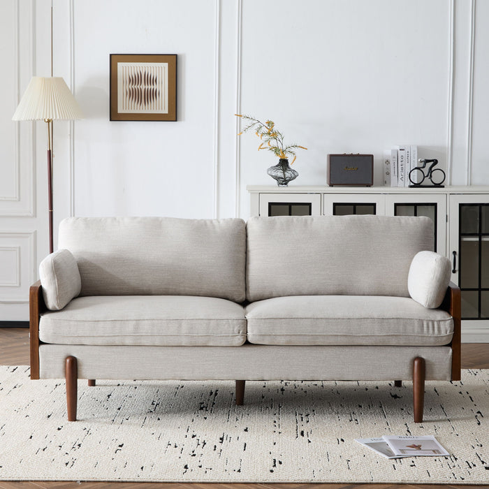 Mid Century Moderne Sofa With Wood Sides Noble House