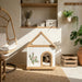 Daisy Cat House With Roof & Indoor Outdoor Pet Shelter For Cats & Small Dogs (11–25 Lbs) - White / Wood Daily Nest