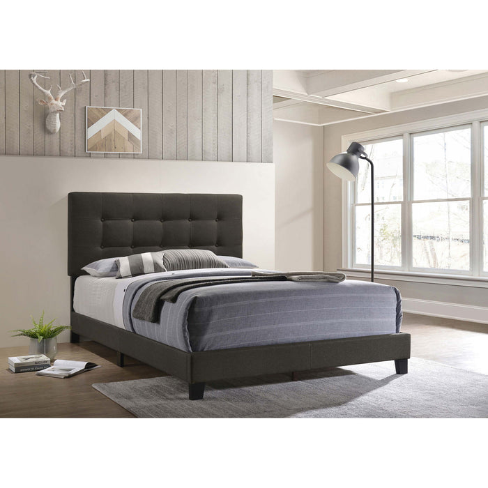 Tufted Full Panel Bed With Button Tufted Headboard, Platform Design - Charcoal Furniture Max