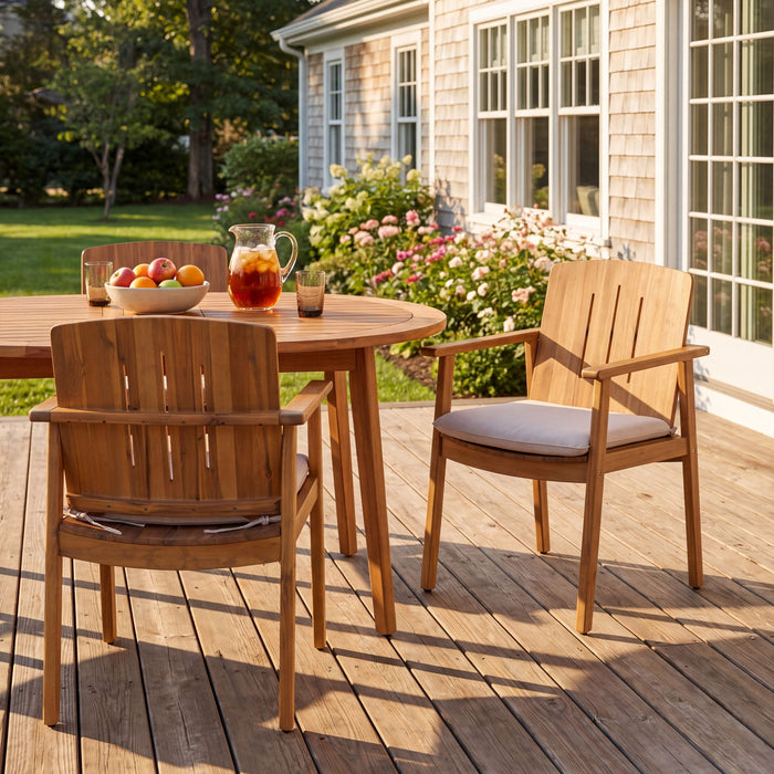 Outdoor Dining Chairs (Set of 2) - Beige / Teak Noble House