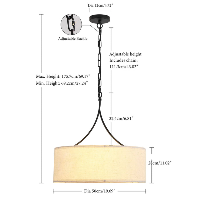 3 Light Drum Pendant Light Daily Nest