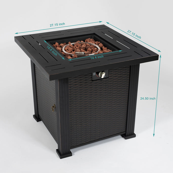 Square Fire Pit Table - Brown Patioseek