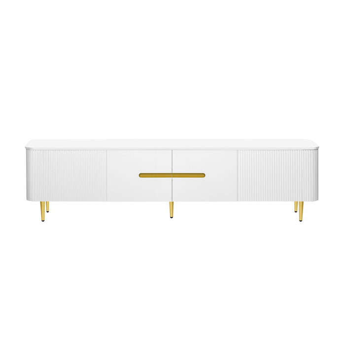 Minimalist TV Stand For TVs Up To 85", Modern Entertainment Center Media Console With 4 Spacious Cabinets For Living Room Hearth and Haven