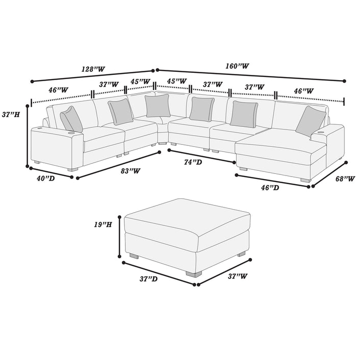 Contemporary Style Modular Sectional Sofa Set With USB, Cup Holder Home Essentials