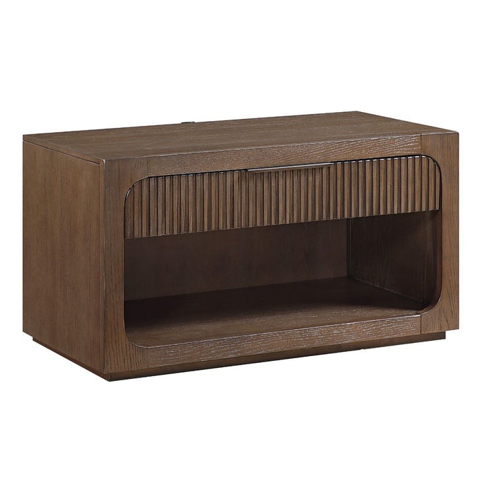 Leanna - Nightstand With Wood Top - Brown Oak ACME