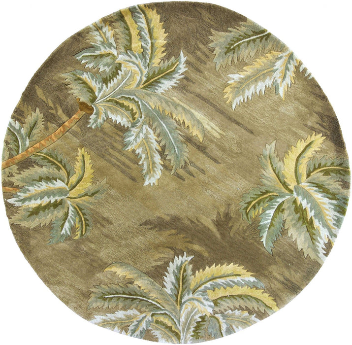 5' Round Wool Hand Tufted Area Rug - Moss Green