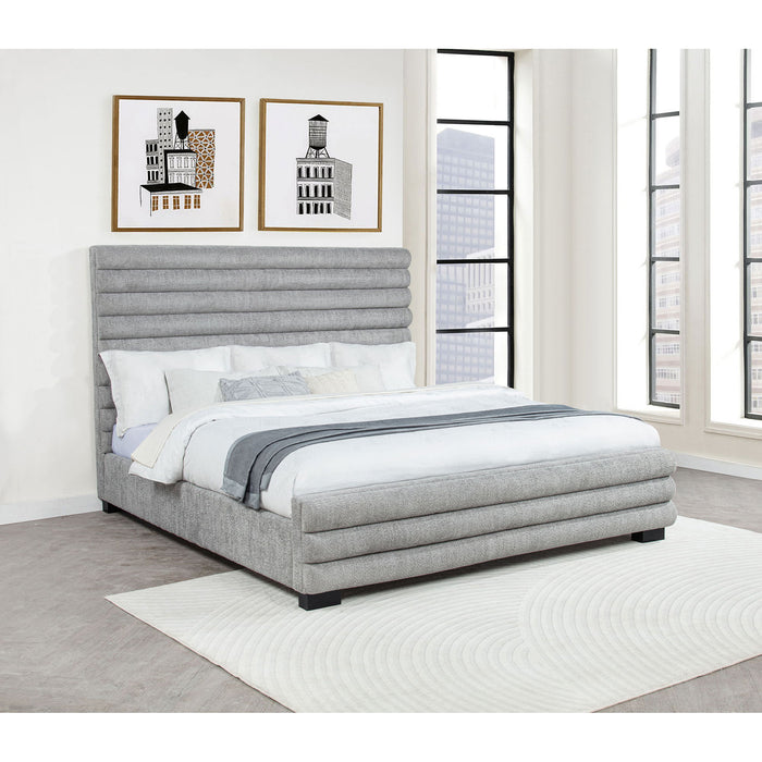 Fandango - Eastern Bed With Rolled Tufting - Gray Furniture Max
