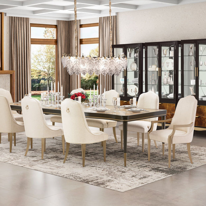 Michael Amini Lighting - Autumn 12-Light Rectangular Chandelier - Frost / Gold Michael Amini