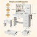 Vanity With LED Mirror And Storage Drawers For Bedrooms - Cream White Home Essentials