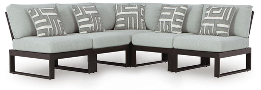 Beachloft - 5-Piece Outdoor Sectional - Black / Gray Signature Design by Ashley®
