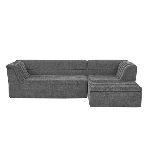 Upholstered L-Shaped Modular Sectional Sofa With Chaise, Wave-Shaped Armrest Home Essentials
