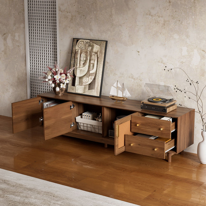 70" TV Stand With Beveled Edge Design - Brown Hearth and Haven