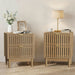 Bedside Table With Grille Design And 2 Drawers, Side Table For Bedroom - Oak Home Essentials