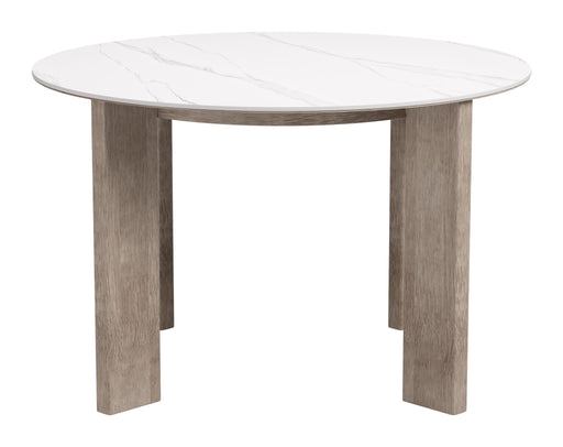 Oceanveil - Round Dining Table - White / Light Brown Zuo Modern