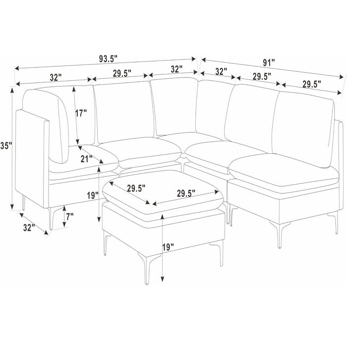 Upholstered Modular Sectional & Tall Legs Home Essentials