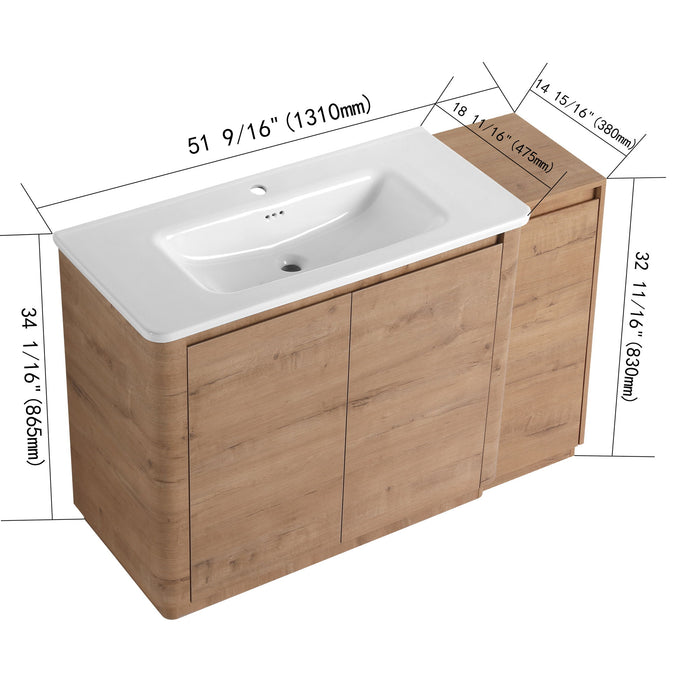 Freestanding Bathroom Vanity With Sink, 1 Small Storage Cabinet, Soft Close Door Home Essentials