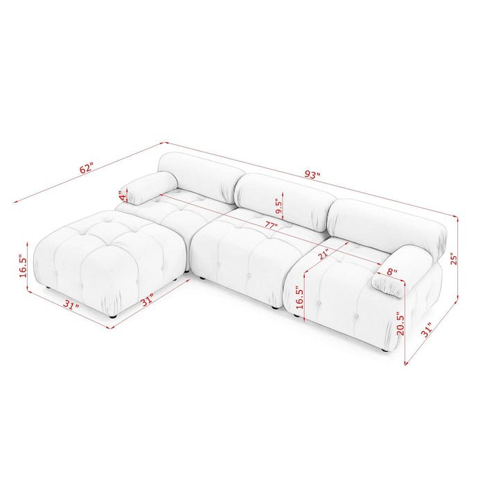 Modular Sectional Sofa, Button Tufted Design With Diy L-Shaped Layout, Reversible Ottoman Home Essentials