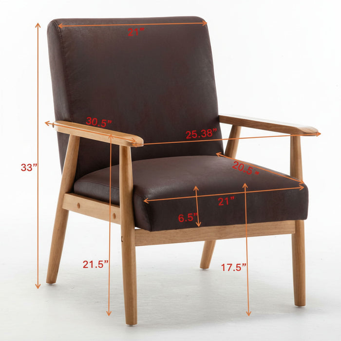 Wide Arm Chair - Brown