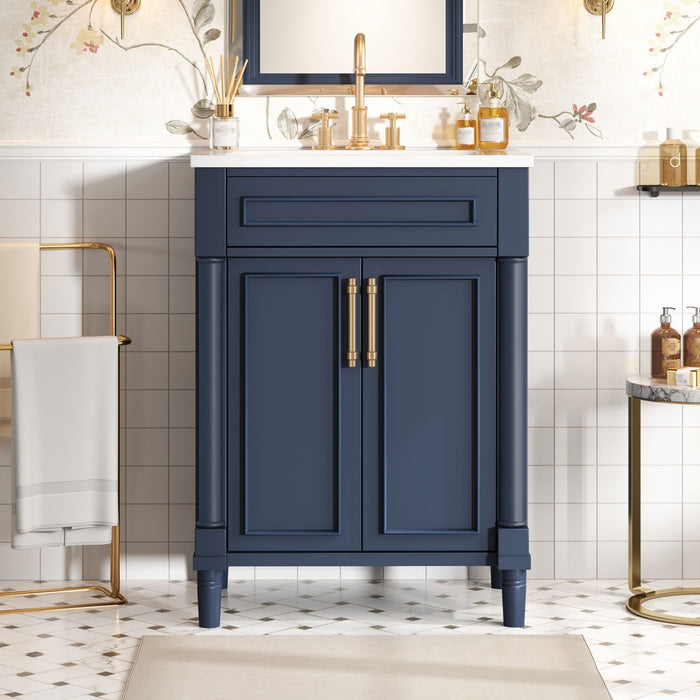 Bathroom Vanity With Integrated Sink, 2 Door Cabinet, Single Sink For Small To Medium Bathrooms Hearth and Haven