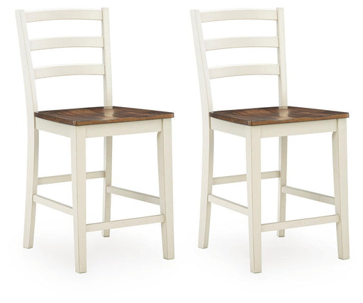 Brinfern - Barstool (Set of 2) - Brown / Antique White Signature Design by Ashley®