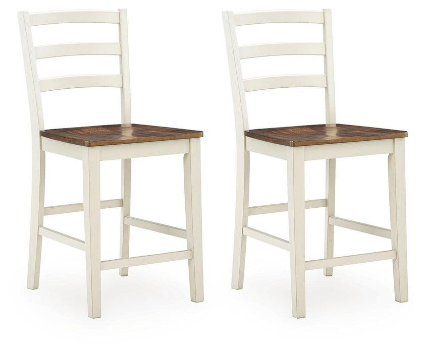 Brinfern - Barstool (Set of 2) - Brown / Antique White Signature Design by Ashley®