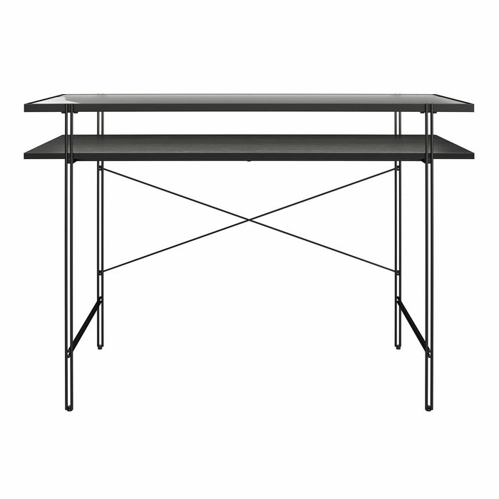 Vance - Computer Desk With Fluted Glass Desktop - Black