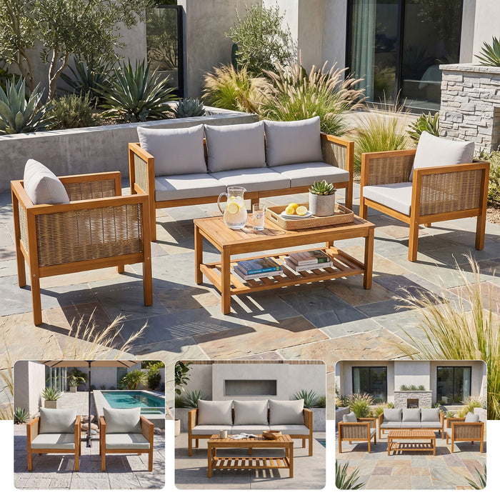 Patio Set Outdoor With Coffee Table And Cushions Hearth and Haven
