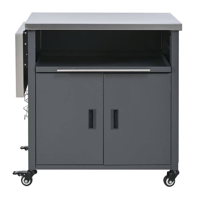 Foldable Outdoor Prep Station BBQ Cart With Trash Rack Hearth and Haven