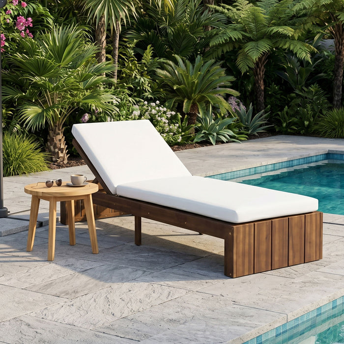 Adjustable Outdoor Chaise Lounge Patio Recliner With Removable Cushion Hearth and Haven