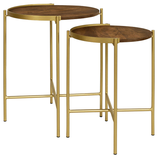 Genevieve - 2 Piece Round Nesting Table - Gold Furniture Max