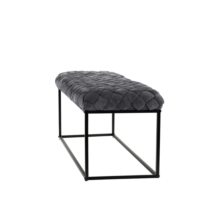 Upholstered Velvet Bench - Gray / Black