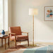 Stellar - Linen Shade Floor Lamp - Gold / Natural Wood / Rattan / White Ashcroft Furniture