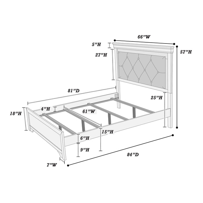 Tufted Headboard Bed With LED Lighting Home Essentials