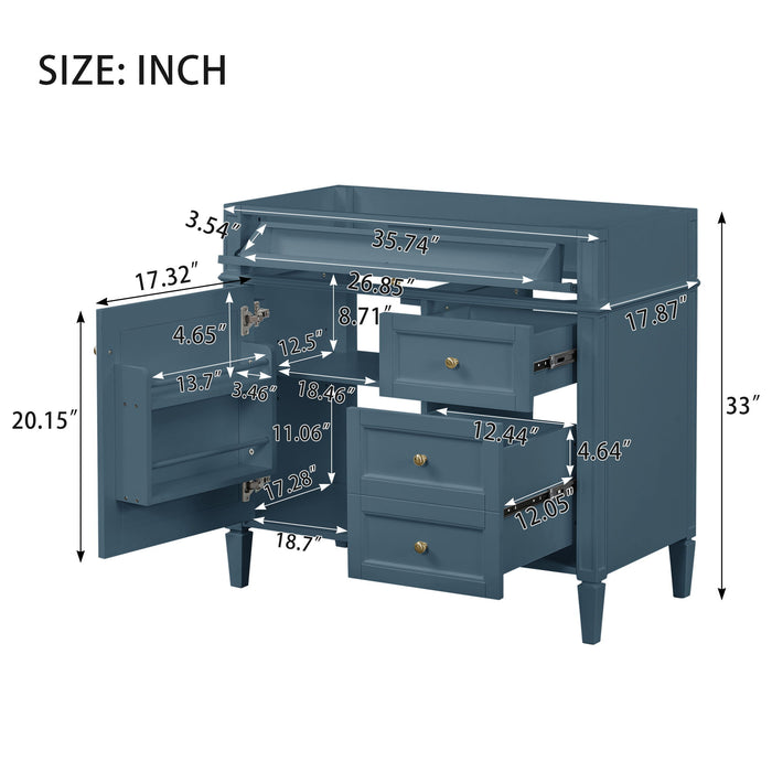Bathroom Vanity With 2 Drawers And Tip-Out Drawer, Storage Cabinet Hearth and Haven