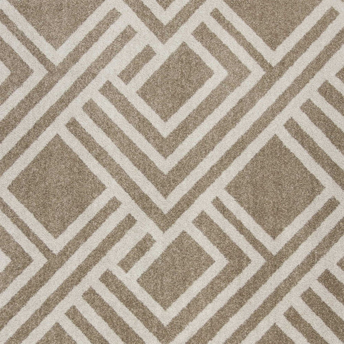 8' X 11' Machine Woven UV Treated Geometric Indoor / Outdoor Area Rug - Beige