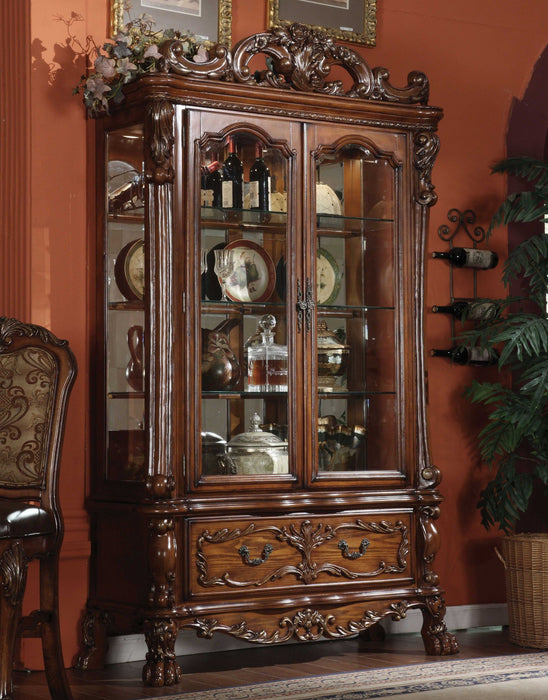 Oak Wood Poly Resin Glass Curio Cabinet - Cherry