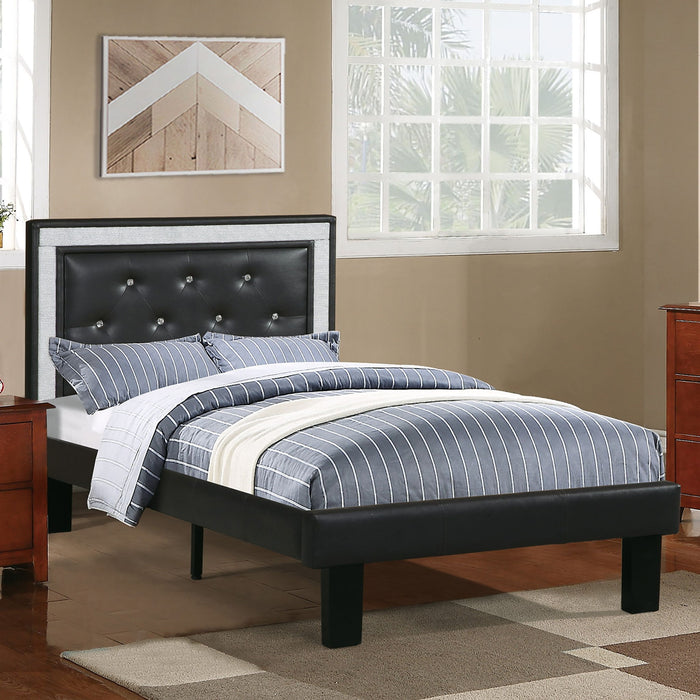 Glamours Style Bed With Diamond Tufted Padded Headboard Home Essentials