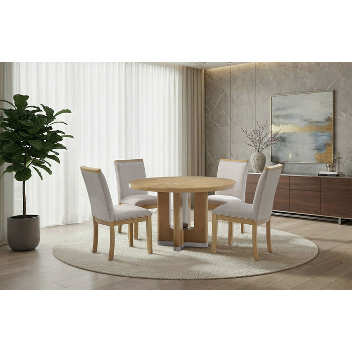 Darnell - Dining Table With Pedestal Base, Round Shape - Natural Global Furniture USA