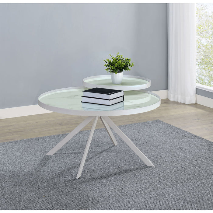 Shayne - Round Top Coffee Table With 2 Tier Design Furniture Max