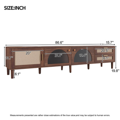TV Stand For TVs Up To 90", Media Console With App Controlled LED Lights, 2 Drawers & Door Storage - Dark Brown Hearth and Haven