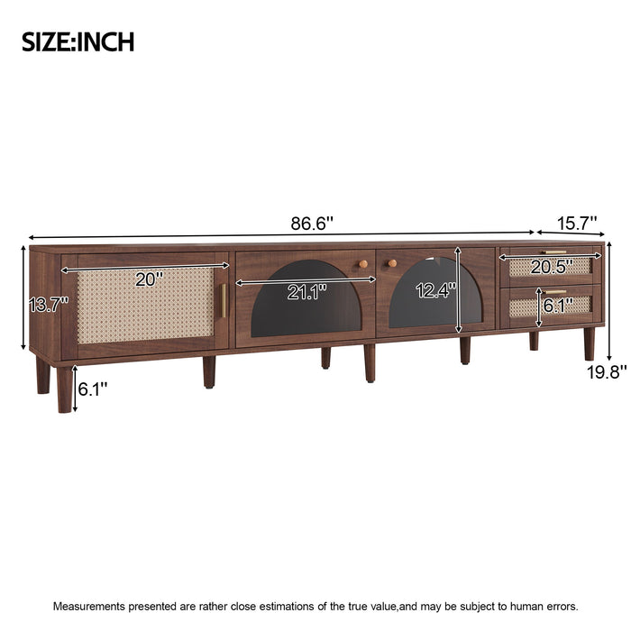 TV Stand For TVs Up To 90", Media Console With App Controlled LED Lights, 2 Drawers & Door Storage - Dark Brown Hearth and Haven