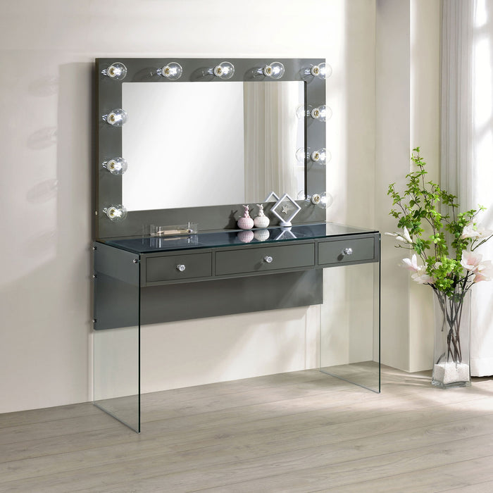 Katelyne - 3 Drawer Vanity Set With Mirror - Gray Furniture Max