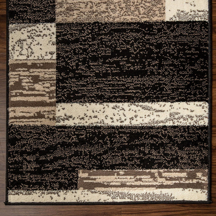 12' Patchwork Power Loom Runner Rug - Chocolate